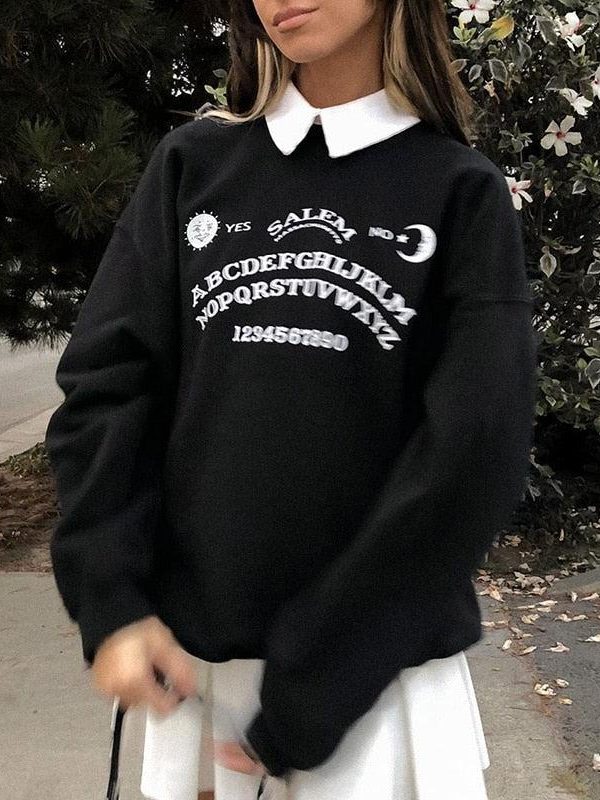 Dark Academia Letter Print Sweatshirt