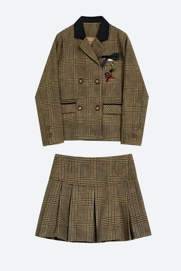 Dark Academia Plaid Two Piece Set