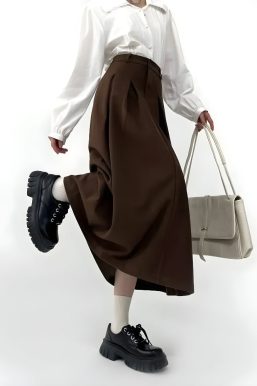 Dark Academia Pleated Midi Skirt