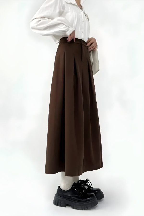 Dark Academia Pleated Midi Skirt