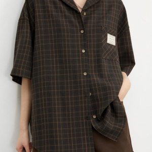 Dark Academia V-Neck Plaid Shirt