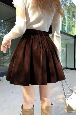 Dark Academia Velvet Mini Skirt