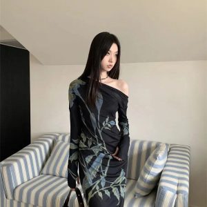 Dark Fairy One Shoulder Maxi Dress