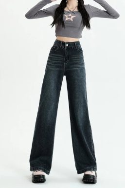 Dark Wash Straight Leg Denim Jeans