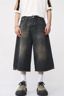 Dark Washed Jean Capri Shorts