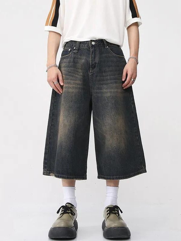 Stylish Dark Washed Jean Capri Shorts &amp; White Graduation Dress Short Combo