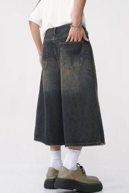 Dark Washed Jean Capri Shorts