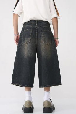 Dark Washed Jean Capri Shorts