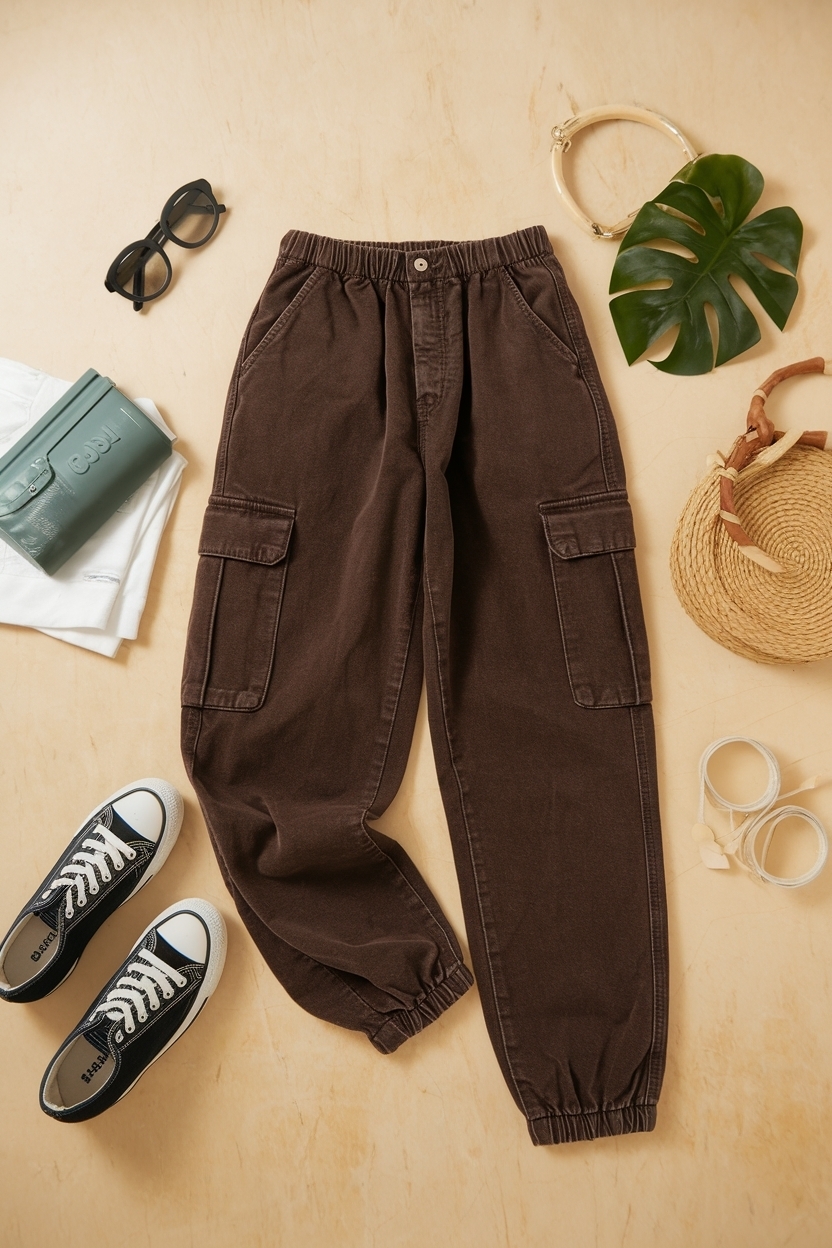 Dark brown cargo pants outfit for bold statements outfit idea