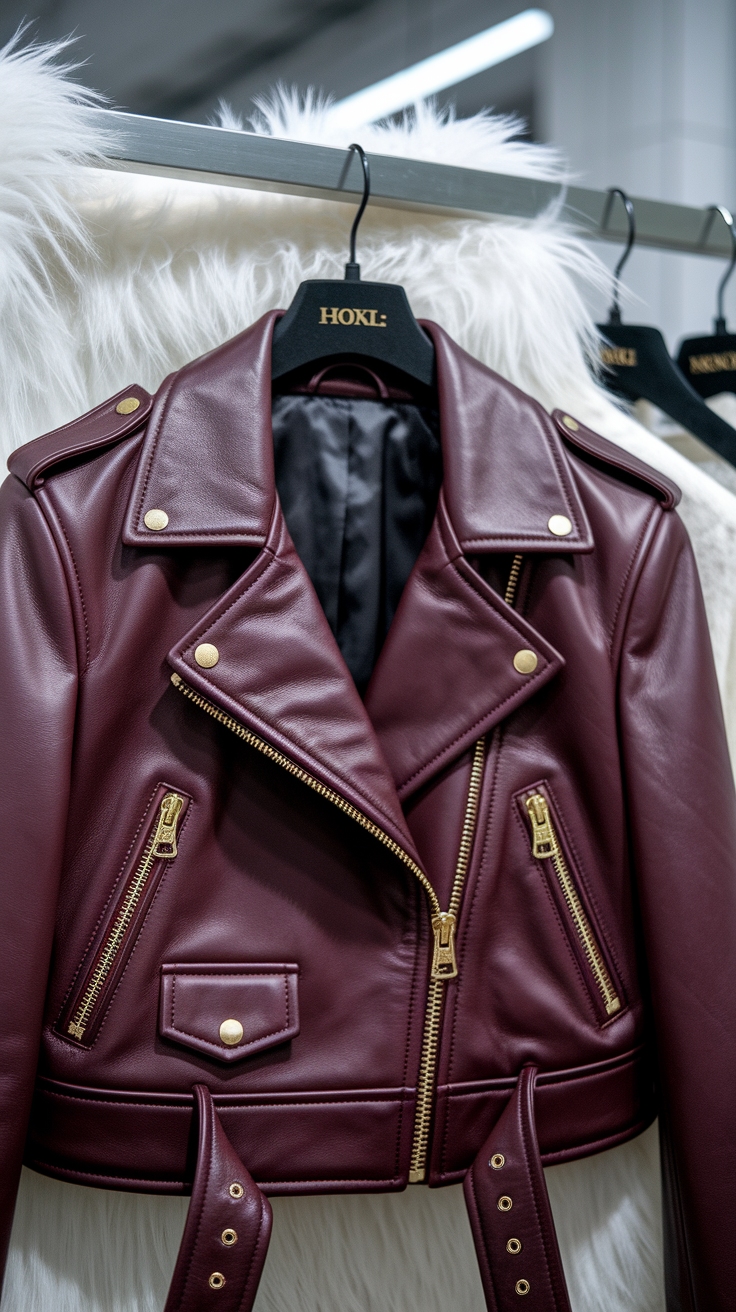 Dark Red Leather Jacket: A Style Statement Piece outfit idea