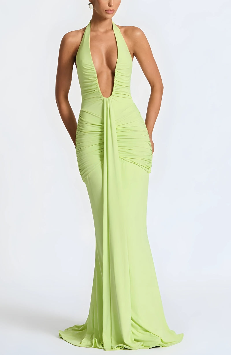 Deep Plunge Ruched Maxi Dress Deep Plunge Ruched Maxi Dress