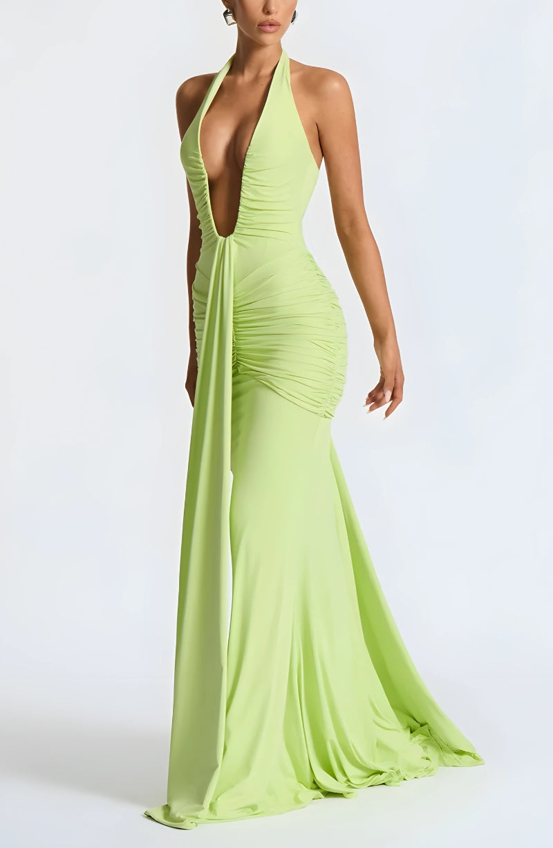 Deep Plunge Ruched Maxi Dress Deep Plunge Ruched Maxi Dress