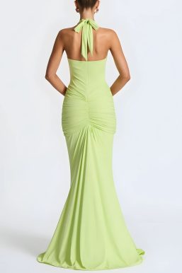 Deep Plunge Ruched Maxi Dress