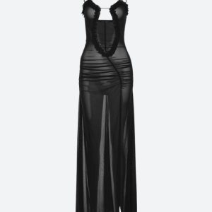 Deep Plunge Slit Maxi Dress
