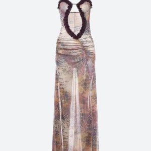 Deep Plunge Slit Maxi Dress
