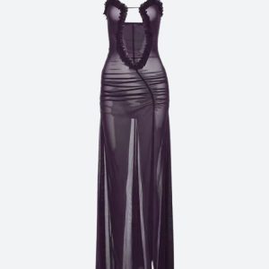 Deep Plunge Slit Maxi Dress