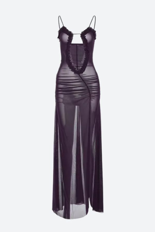 Deep Plunge Slit Maxi Dress