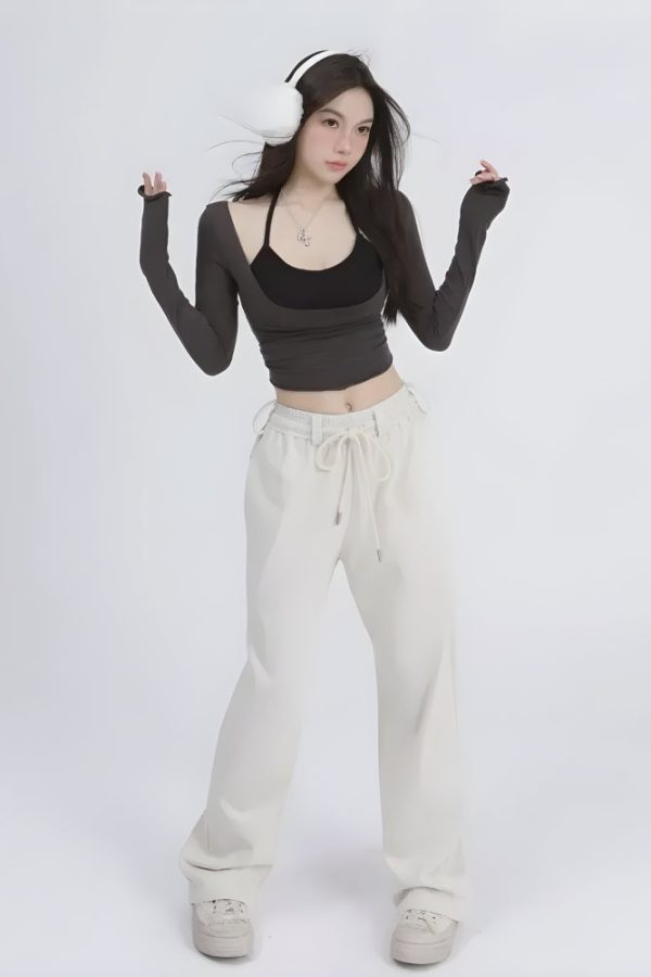 Deep Scoop Neck Two Piece Set Top