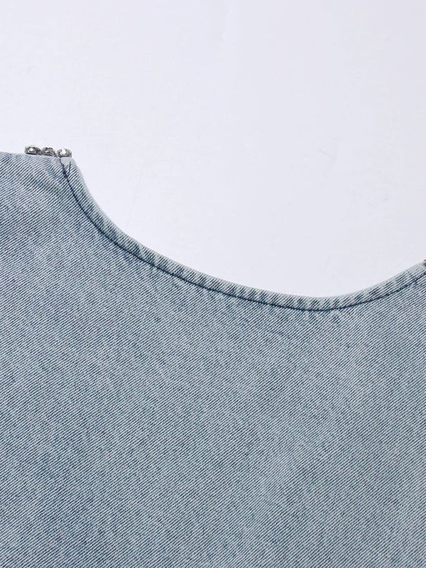 Deep V Denim Mini Dress