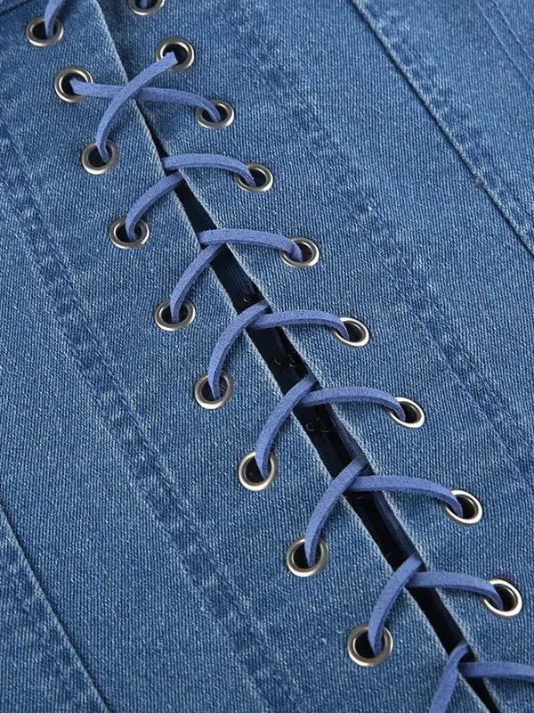 Denim Strapless Corset Top