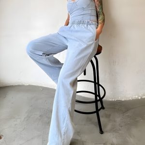 Denim Top & Pants Two Piece Set