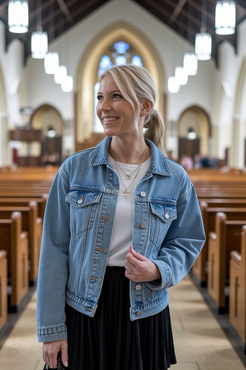 Denim Jacket Outfit Women for Church: Casual Chic outfit idea