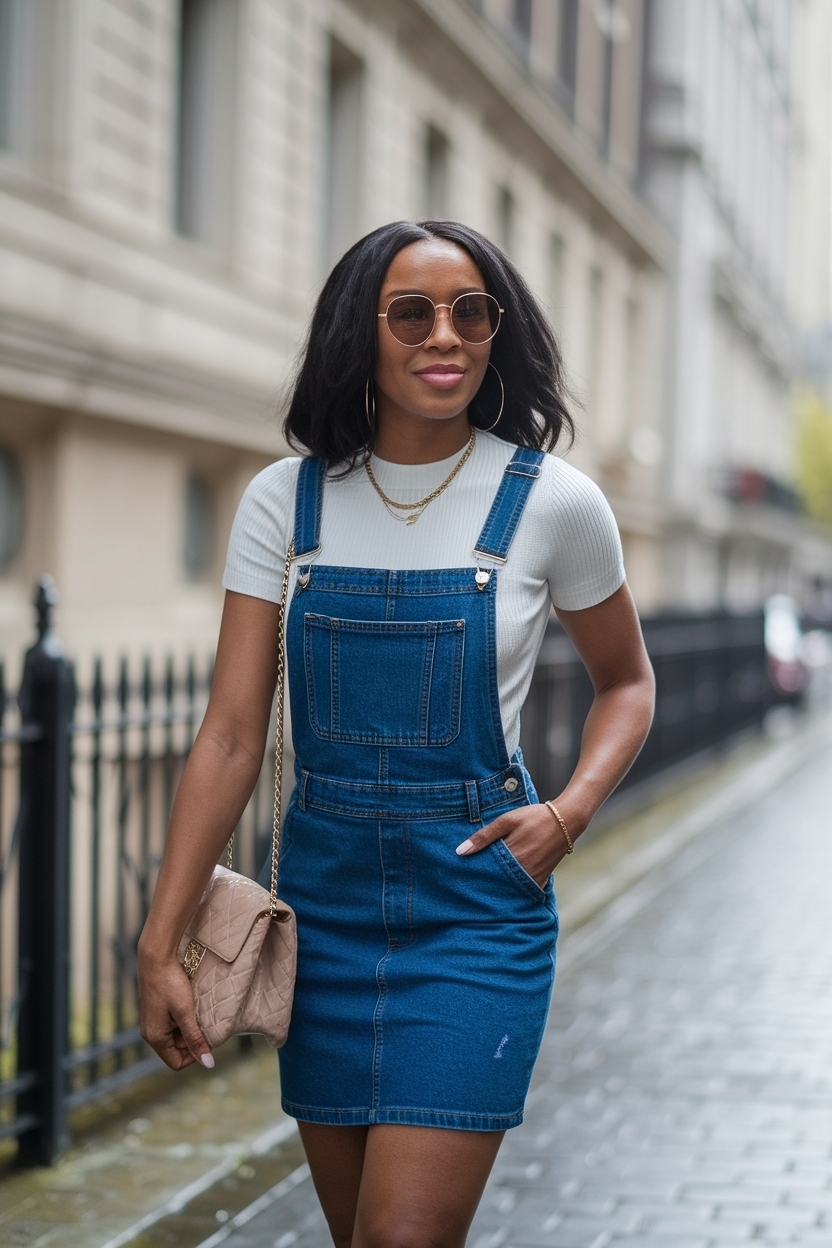 Denim Overall Dress Outfit Black Women for Casual Chic outfit idea