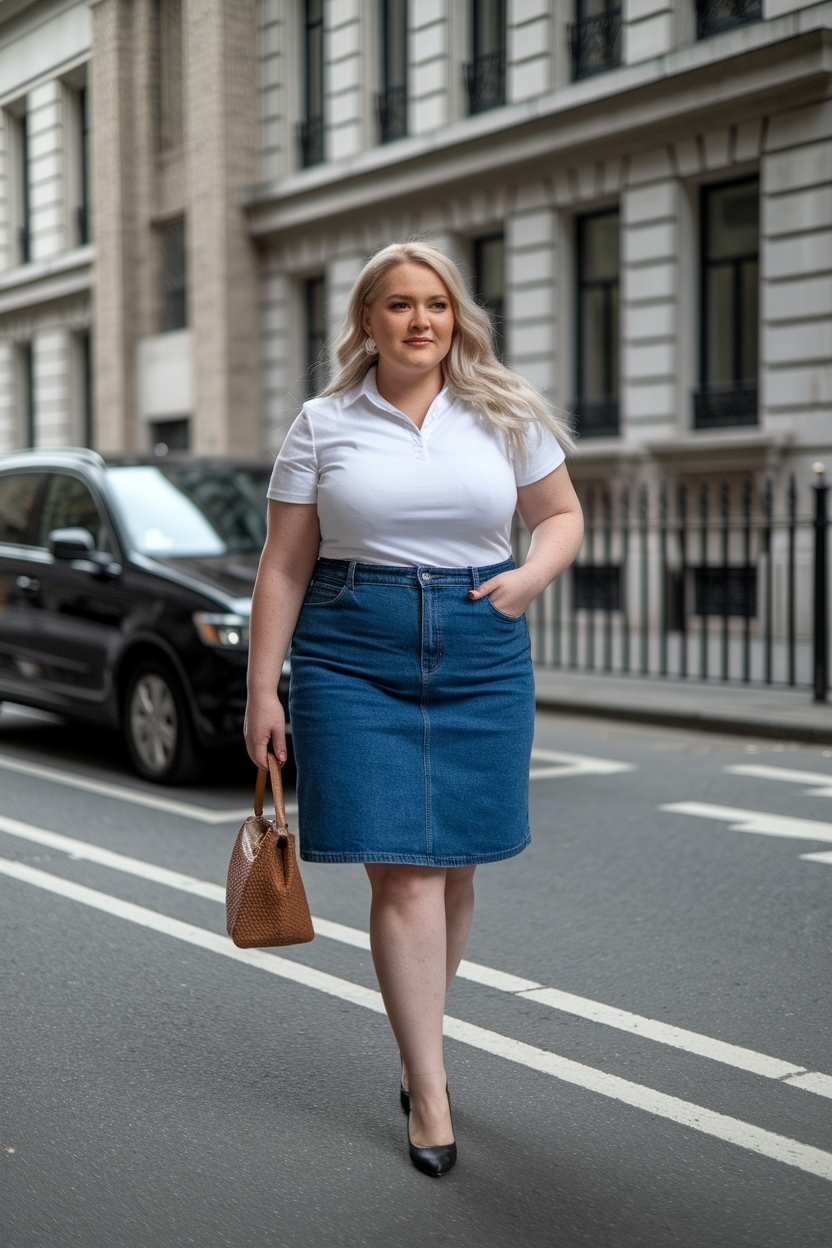 Denim Skirt Outfit for Chubby Women: Style Tips outfit idea
