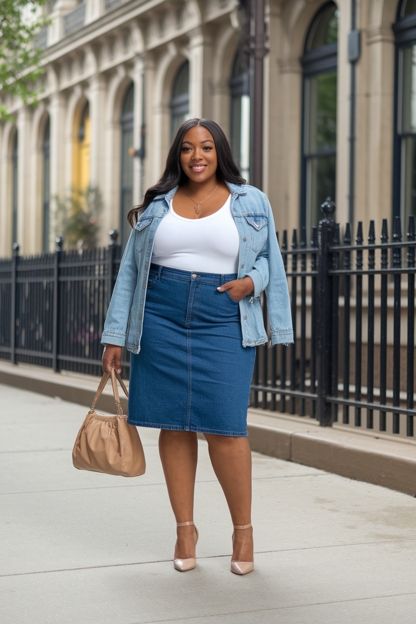 Denim Skirt Outfit Plus Size Black Women: Inclusive Fashion outfit idea