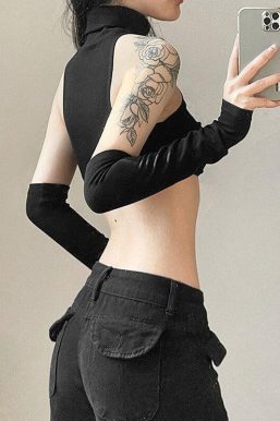 Detachable Sleeved Turtleneck Halter Top