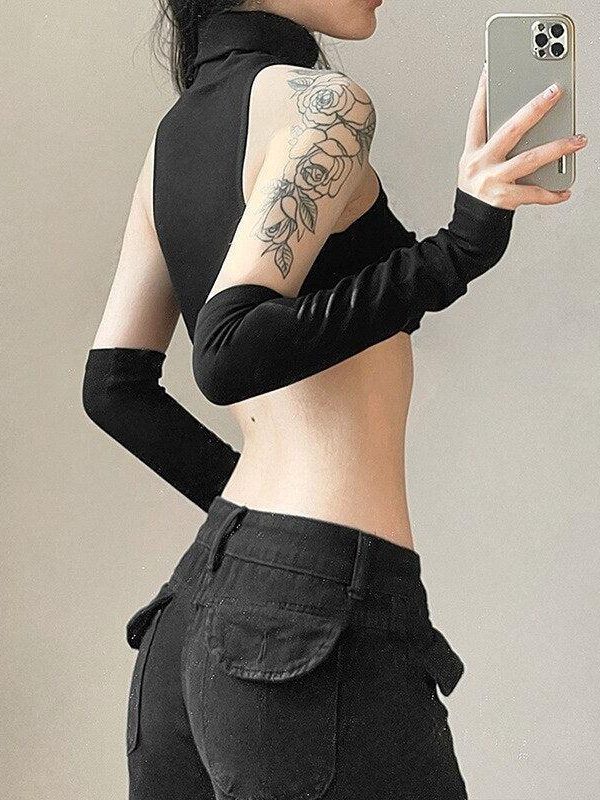 Detachable Sleeved Turtleneck Halter Top