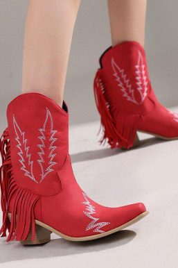 Disco Cowgirl Fringe Ankle Boots
