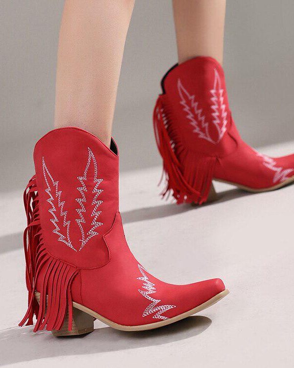 Disco Cowgirl Fringe Ankle Boots
