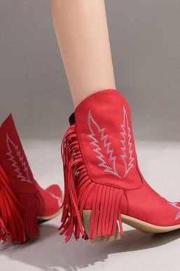 Disco Cowgirl Fringe Ankle Boots
