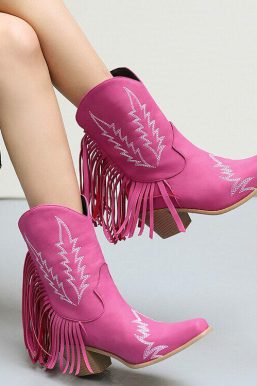 Disco Cowgirl Fringe Ankle Boots