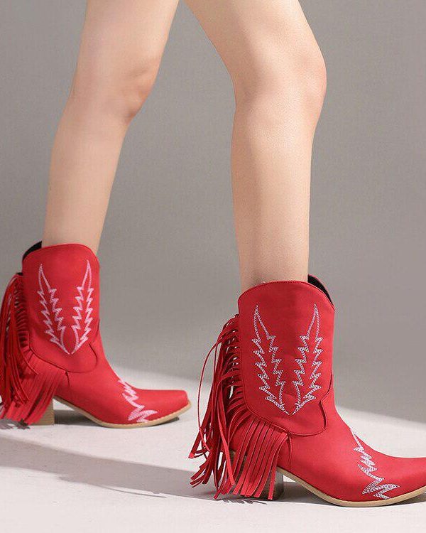 Disco Cowgirl Fringe Ankle Boots