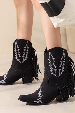 Disco Cowgirl Fringe Ankle Boots