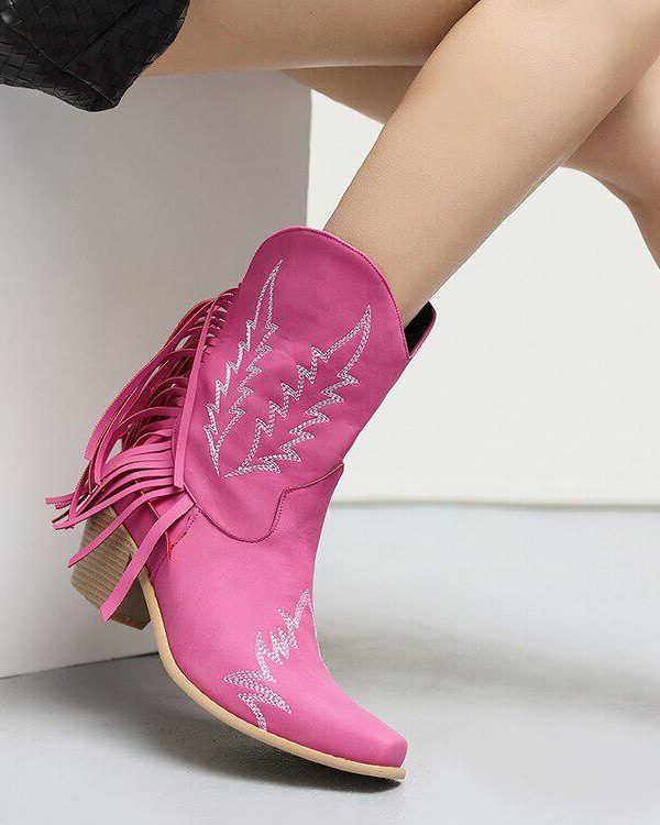 Disco Cowgirl Fringe Ankle Boots