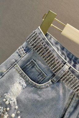 Disco Cowgirl Rhinestone Fringe Denim Shorts