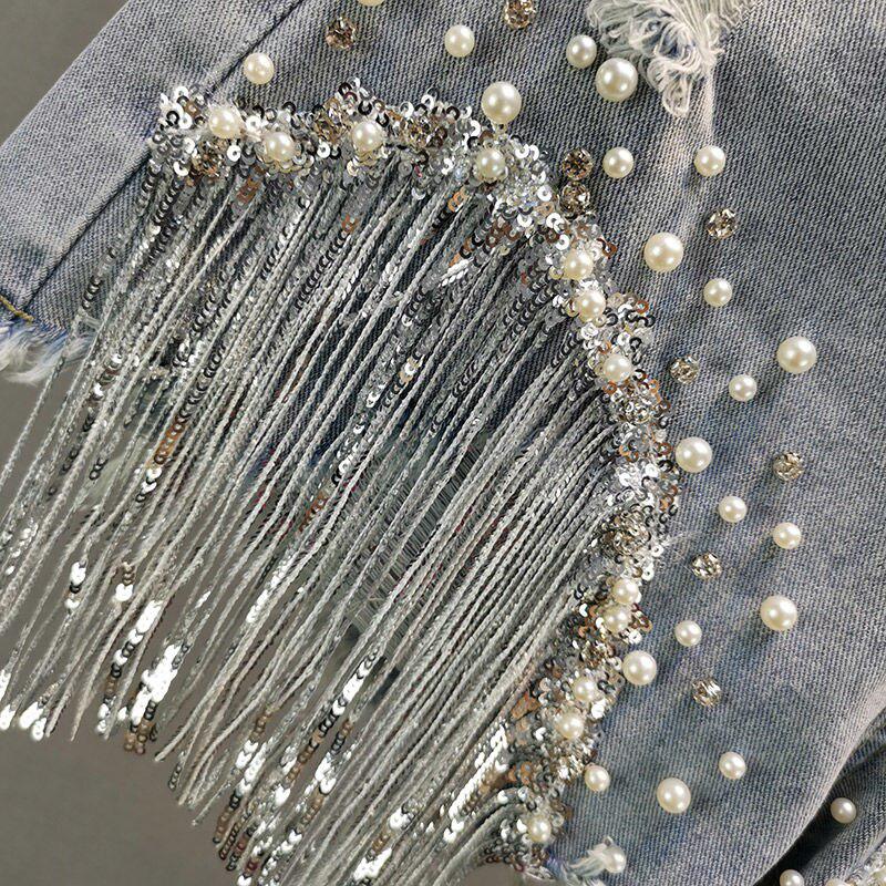 Disco Cowgirl Rhinestone Fringe Denim Shorts Disco Cowgirl Rhinestone Fringe Denim Shorts