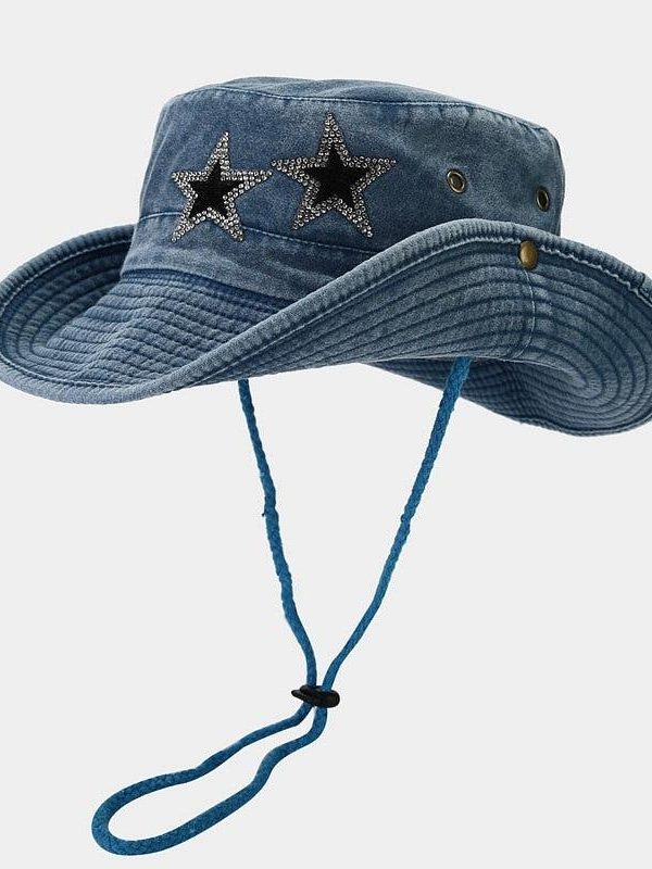 Disco Cowgirl Star Printed Denim Hat