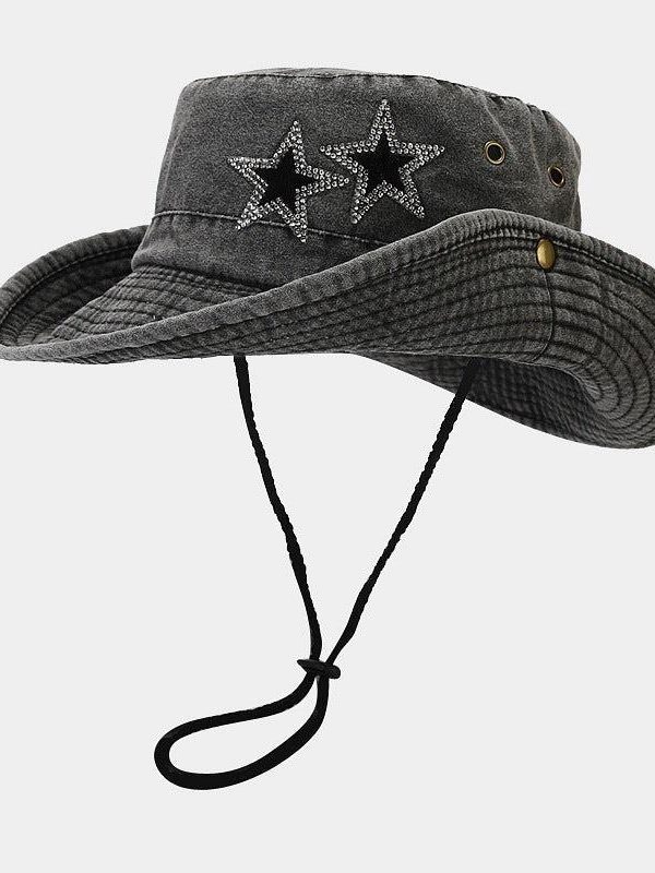 Disco Cowgirl Star Printed Denim Hat
