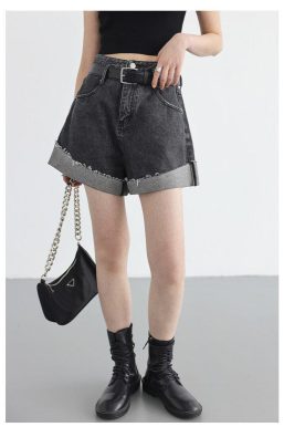 Distressed and Slit Jean Shorts