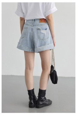 Distressed and Slit Jean Shorts