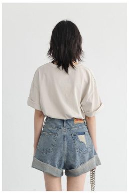 Distressed and Slit Jean Shorts