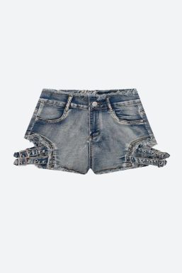 Distressed Cut Out Denim Shorts
