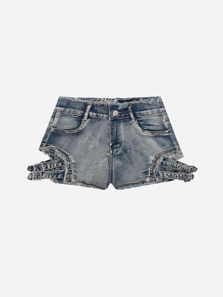 Distressed Cut Out Denim Shorts Distressed Cut Out Denim Shorts