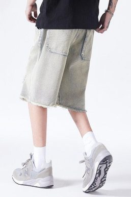 Distressed Light Wash Denim Shorts