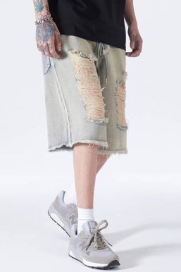 Distressed Light Wash Denim Shorts