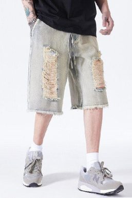 Distressed Light Wash Denim Shorts